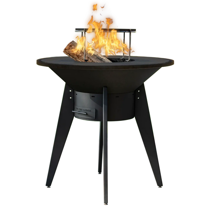 videl usa the mojave-wood burning grill in black with wood