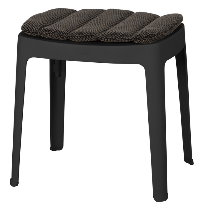 cane-line cut stool in Black, Aluminium chair with Dark Grey, Cane-line Focus cushion