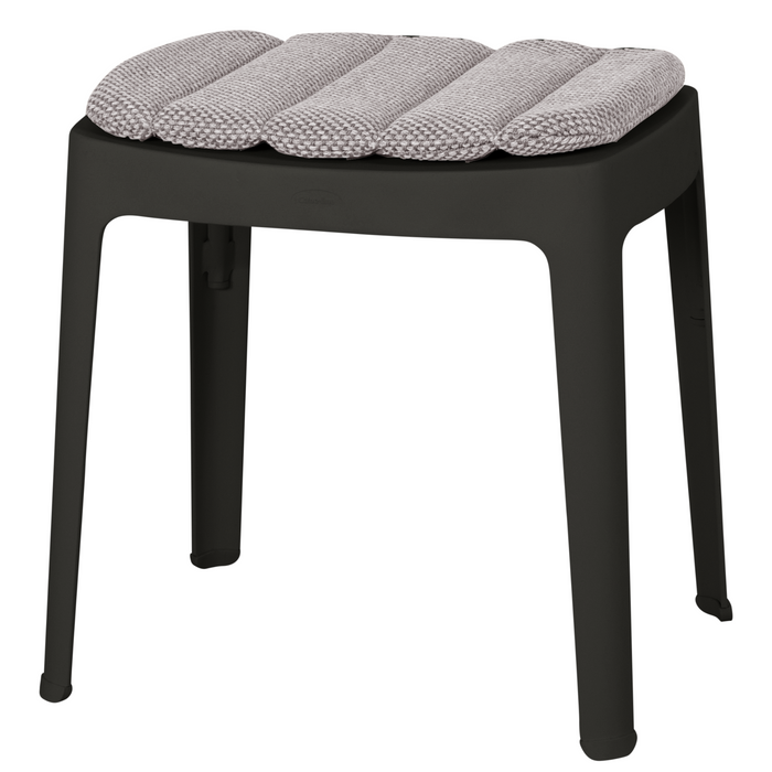 cane-line cut stool in Black, Aluminium chair with Light Grey, Cane-line Focus cushion