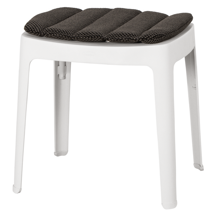 cane-line cut stool in White, Aluminium chair with Dark Grey, Cane-line Focus cushion