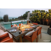 6 seater rectangular concrete dining table natural gas fire pit outdoor with outdoor furniture lifestyle