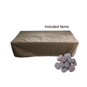 6 seater rectangular concrete dining table natural gas fire pit outdoor cover