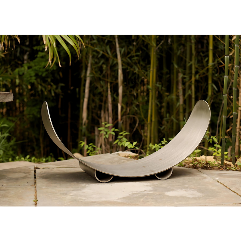 Fire pit art outdoor Asia 72" fire pit stainless steel crescent log rack