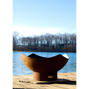 Fire pit art outdoor Manta Ray fire pit stainless steel without wood in a lake lifestyle