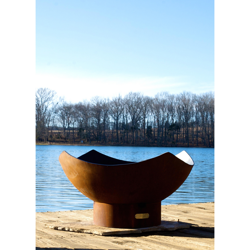 Fire pit art outdoor Manta Ray fire pit stainless steel without wood in a lake lifestyle