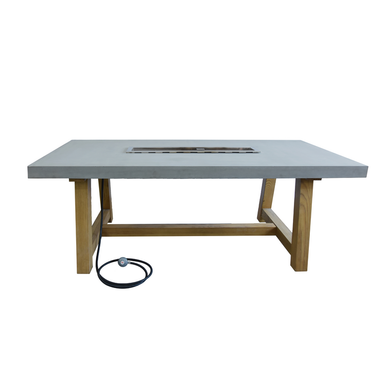 6 seater rectangular concrete dining table natural gas fire pit outdoor