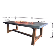 6 seater rectangular concrete dining table natural gas fire pit outdoor dimensions