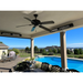 Dual RADtec heaters installed under a pergola roof over a poolside patio area.
