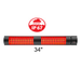 RADtec 34-inch IP67 waterproof electric patio heater glowing red, ideal for outdoor use.