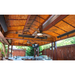 Outdoor bamboo patio with ceiling fans, RADtec infrared heaters, and a full kitchen setup for luxury entertaining