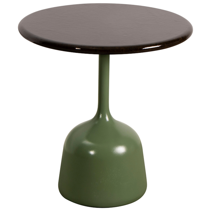 cane-line glaze coffee table in small size with Olive Green, Semi Glossy Aluminium and Black, Lava Stone Glazed table top