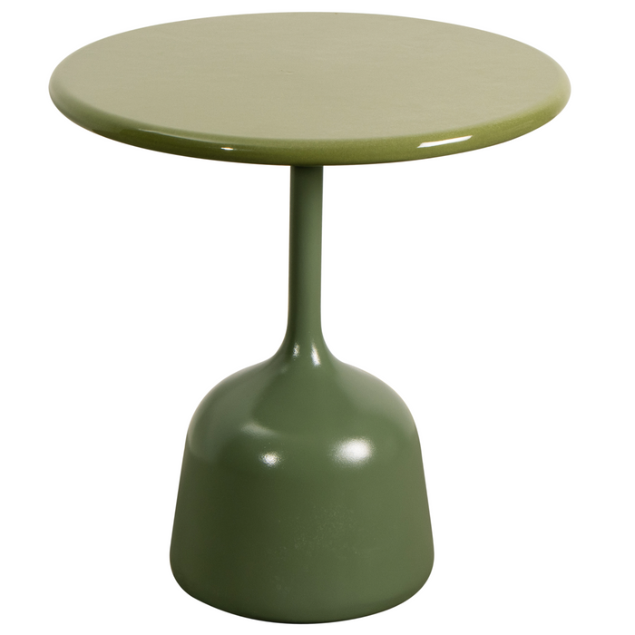 cane-line glaze coffee table in small size with Olive Green, Semi Glossy Aluminium and Green, Lava Stone Glazed table top