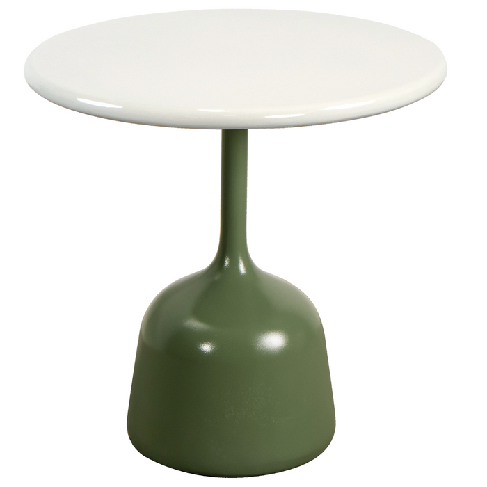 cane-line glaze coffee table in small size with Olive Green, Semi Glossy Aluminium and Sand, Lava Stone Glazed table top