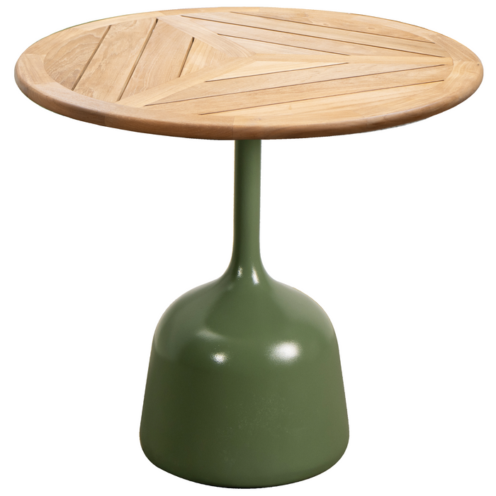 cane-line glaze coffee table in small size with Olive Green, Semi Glossy Aluminium and Teak, Geometric table top