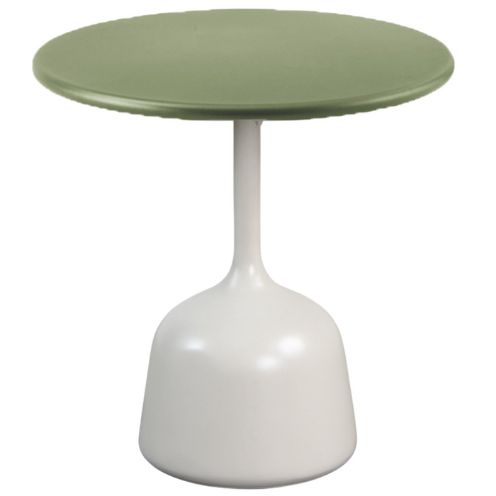 cane-line glaze coffee table in small size with Sand, Semi Glossy Aluminium and Green, Lava Stone Glazed table top