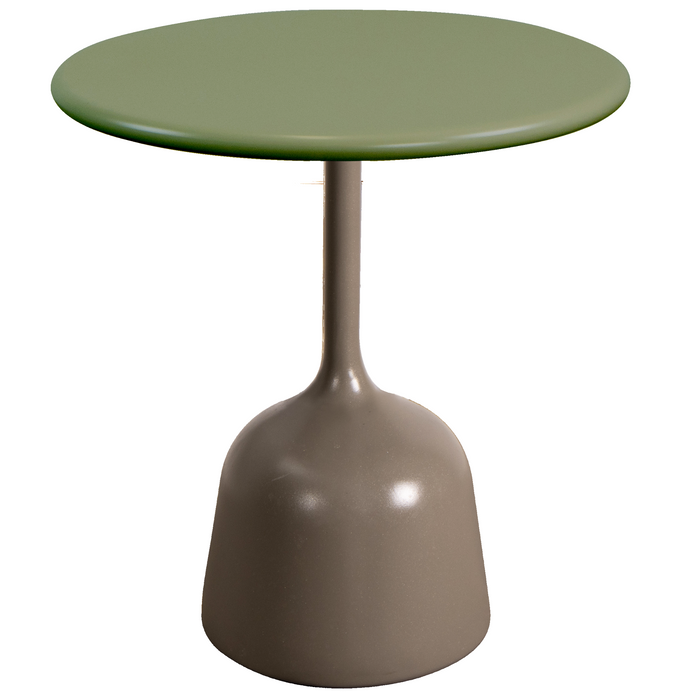 cane-line glaze coffee table in small size with Taupe, Semi Glossy Aluminium and Olive Green, Semi Glossy Aluminium table top