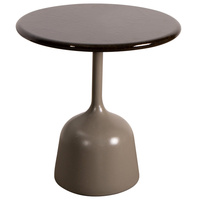 cane-line glaze coffee table in small size with Taupe, Semi Glossy Aluminium and Black, Lava Stone Glazed table top