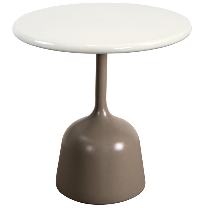 cane-line glaze coffee table in small size with Taupe, Semi Glossy Aluminium and Sand, Lava Stone Glazed table top