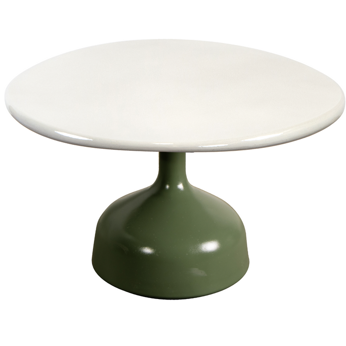 cane-line glaze coffee table in large size with Olive Green, Semi Glossy Aluminium and Sand, Lava Stone Glazed table top