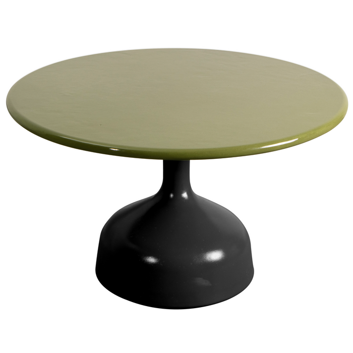 cane-line glaze coffee table in large size with Lava Grey, Semi Glossy Aluminium and Green, Lava Stone Glazed table top