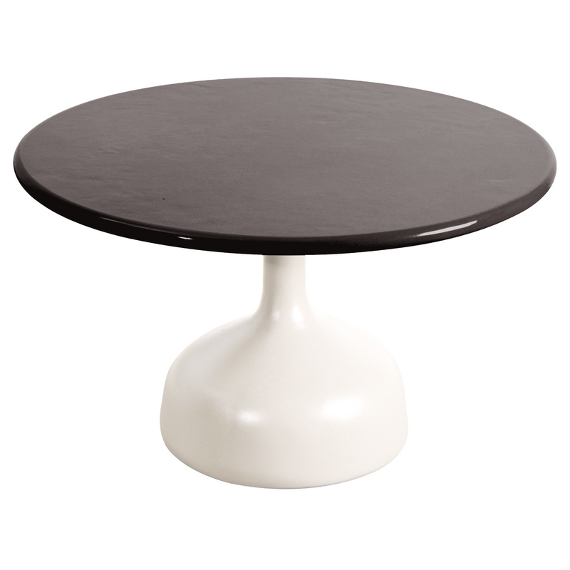 cane-line glaze coffee table in large size with Sand, Semi Glossy Aluminium and Black, Lava Stone Glazed table top