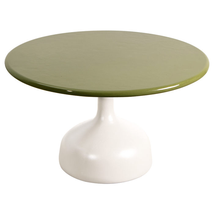 cane-line glaze coffee table in large size with Sand, Semi Glossy Aluminium and Green, Lava Stone Glazed table top