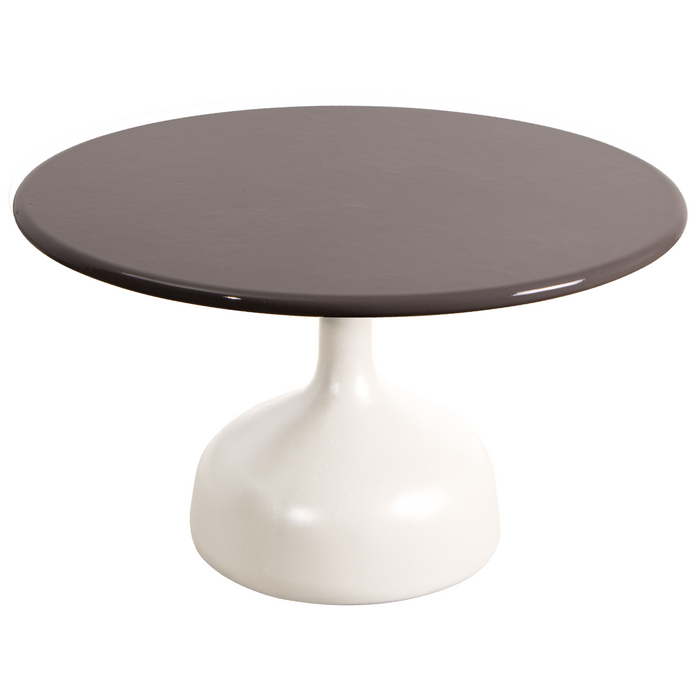 cane-line glaze coffee table in large size with Sand, Semi Glossy Aluminium and Taupe, Lava Stone Glazed table top