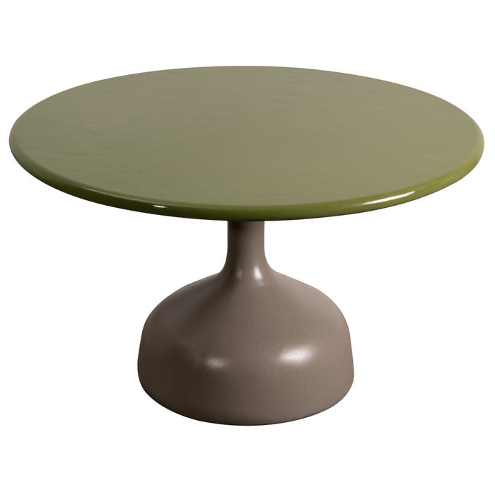 cane-line glaze coffee table in large size with Taupe, Semi Glossy Aluminium and Green, Lava Stone Glazed table top