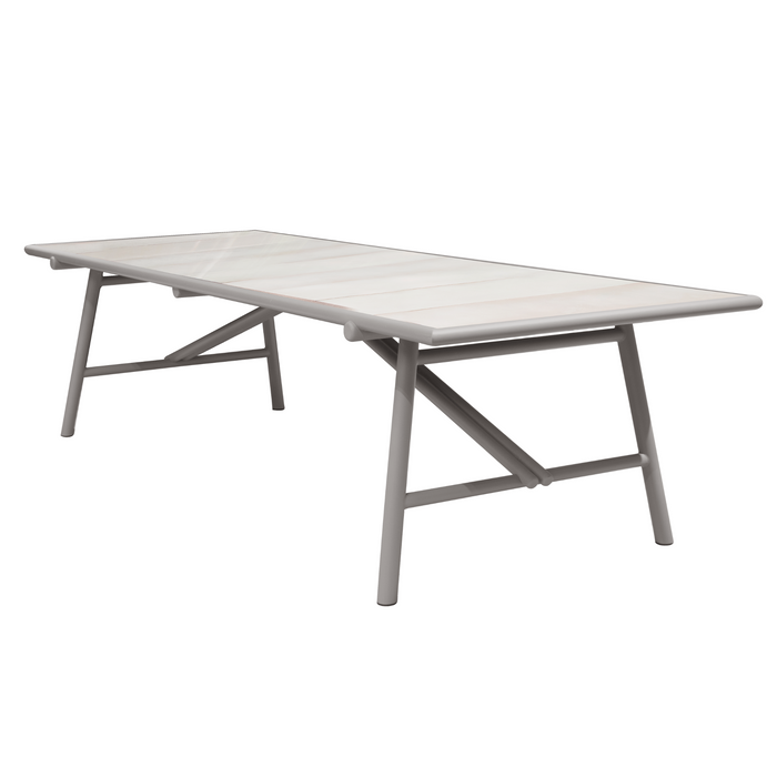 cane-line Sticks dining table Taupe aluminium Sand glazed stone w/tiles