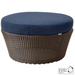 cane-line kingston large footstool in Mocca, Small Round Cane-line Weave footstool with Blue, Cane-line Link cushion