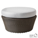 cane-line kingston large footstool in Mocca, Small Round Cane-line Weave footstool with Light Grey, Cane-line Natté cushion