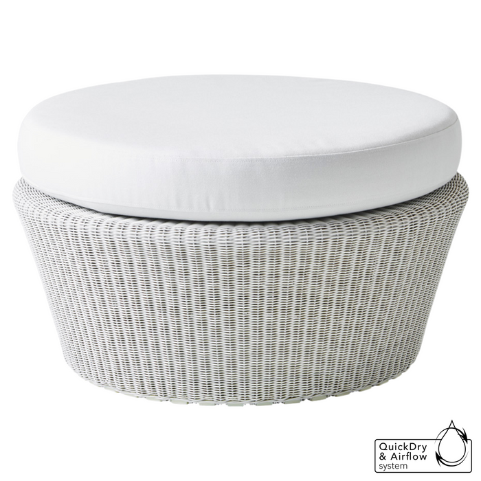 cane-line kingston large footstool in White Grey, Small Round Cane-line Weave footstool with White, Cane-line Natté cushion