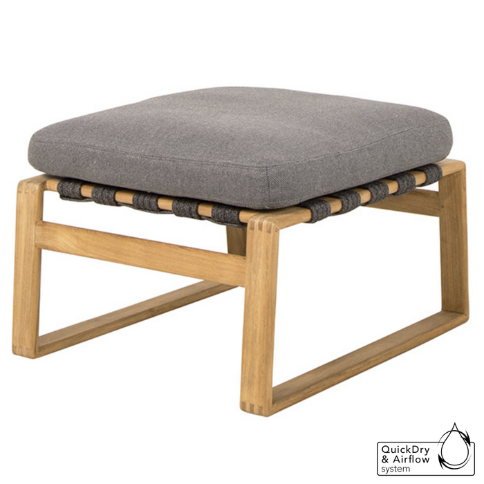 cane-line endless soft footstool in Dark Grey, Medium Flat Cane-line Soft Rope w/Teak Incl. Grey Cane-line Natté