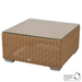 cane-line chester footstool coffee table in Natural, Small Round Cane-line Weave footstool with Clear, Safety Glass 