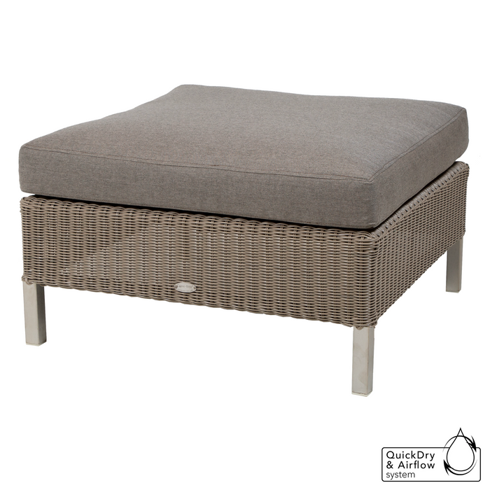 cane-line connect footstool in Taupe, Large Round Cane-line Weave base with Taupe, Cane-line Natté w/Seat & Back Cushion