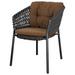 cane-line ocean chair Dark Grey, Open Cane-line Soft Rope chair with Umber Brown, Cane-line Rise cushion