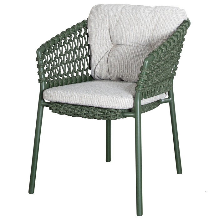 cane-line ocean chair Dark Green, Open Cane-line Soft Rope chair with Light Brown, Cane-line Wove cushion