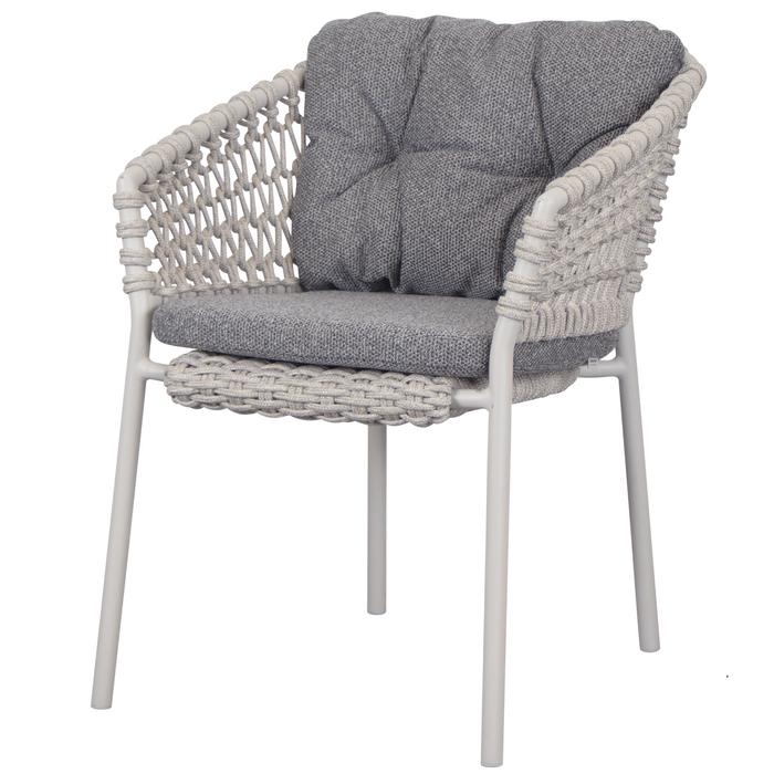 cane-line ocean chair Sand, Open Cane-line Soft Rope chair with Dark Grey, Cane-line Wove cushion