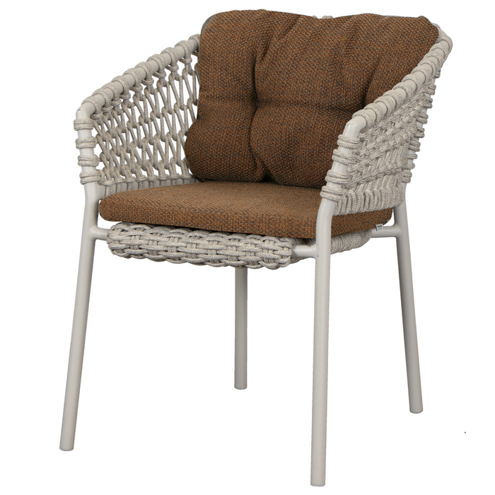 cane-line ocean chair Sand, Open Cane-line Soft Rope chair with Umber Brown, Cane-line Rise cushion