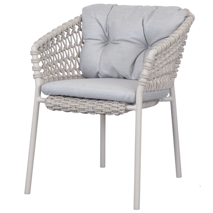 cane-line ocean chair Sand, Open Cane-line Soft Rope chair with Light Grey, Cane-line Natté cushion