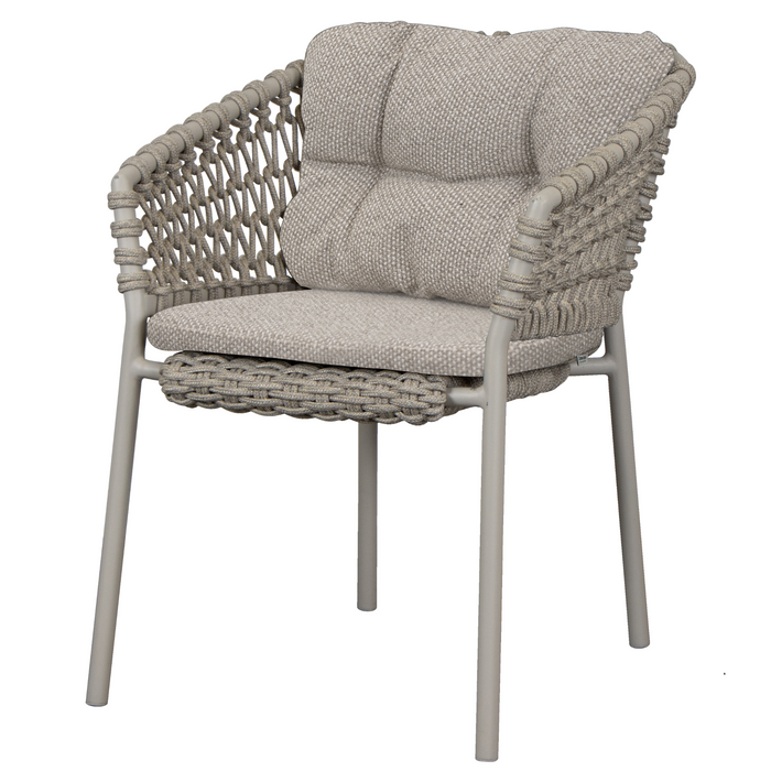 cane-line ocean chair Taupe, Open Cane-line Soft Rope chair with Desert Sand, Cane-line Rise cushion