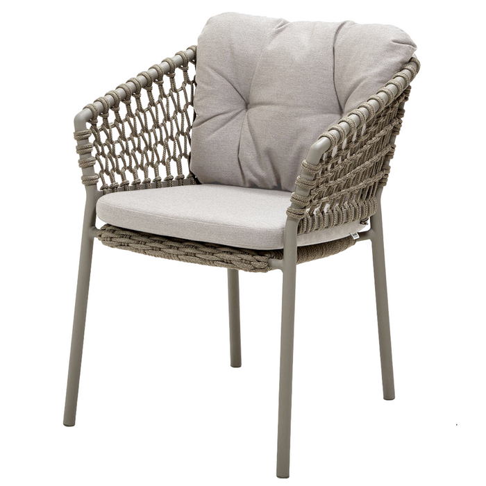 cane-line ocean chair Taupe, Open Cane-line Soft Rope chair with Sand, Cane-line Natté cushion