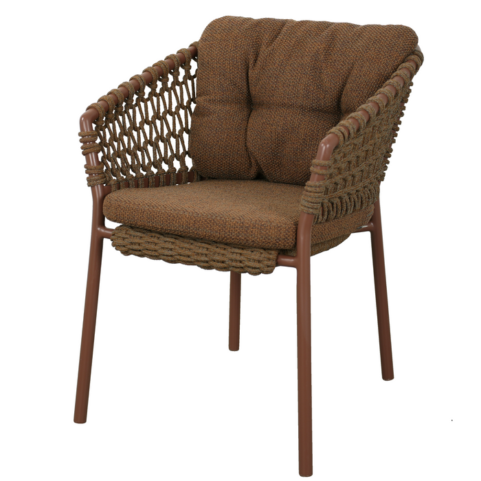 cane-line ocean chair Umber Brown, Open Cane-line Soft Rope chair with Umber Brown, Cane-line Rise cushion