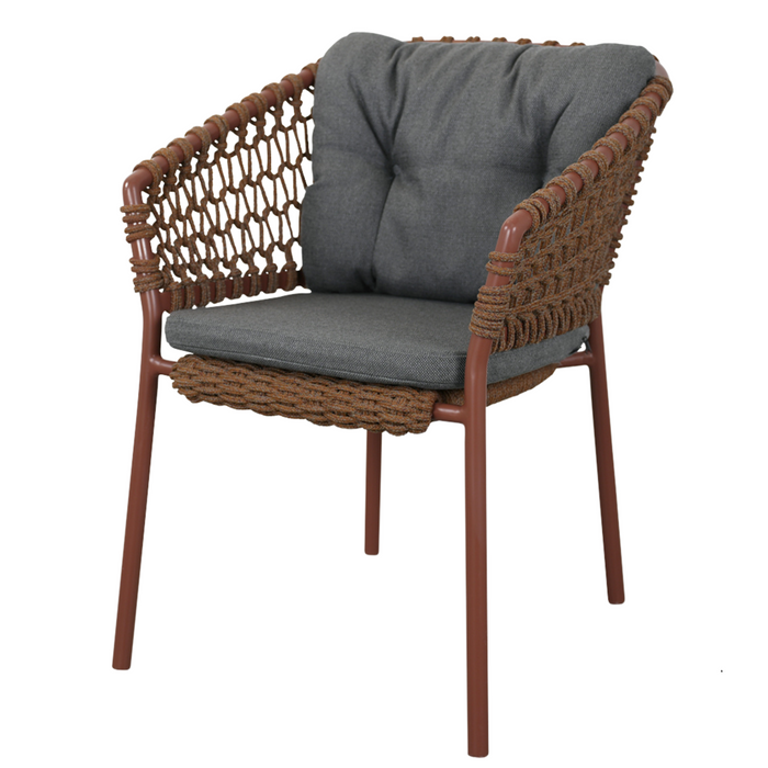 cane-line ocean chair Umber Brown, Open Cane-line Soft Rope chair with Grey, Cane-line AirTouch cushion