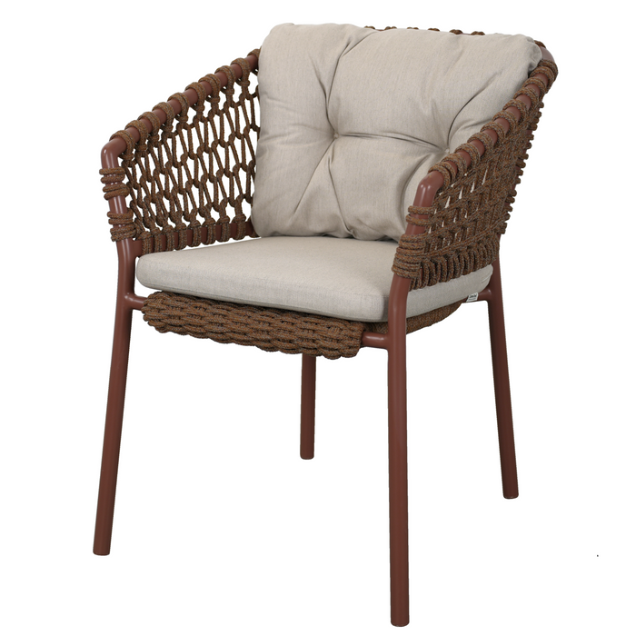 cane-line ocean chair Umber Brown, Open Cane-line Soft Rope chair with Sand, Cane-line Natté cushion