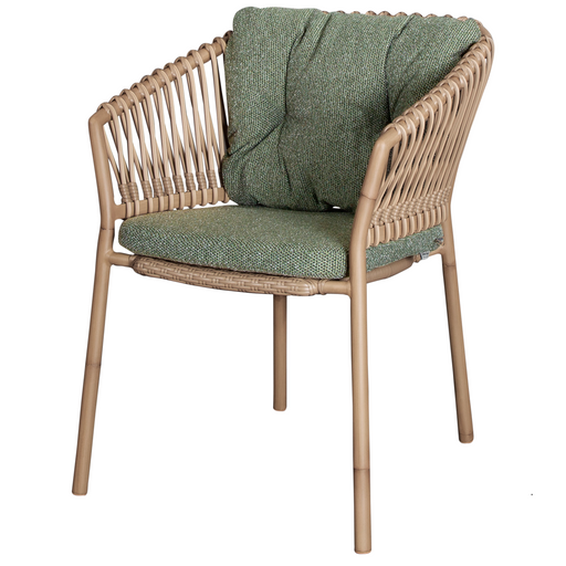 cane-line ocean chair Natural, Medium Round Tube Cane-line Weave chair with Dark Green, Cane-line Wove cushion