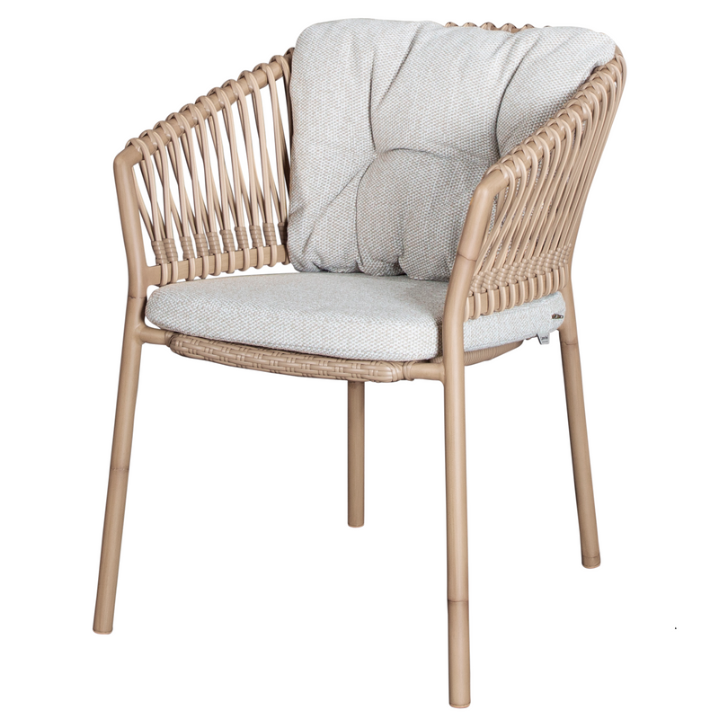 cane-line ocean chair Natural, Medium Round Tube Cane-line Weave chair with Light Brown, Cane-line Wove cushion