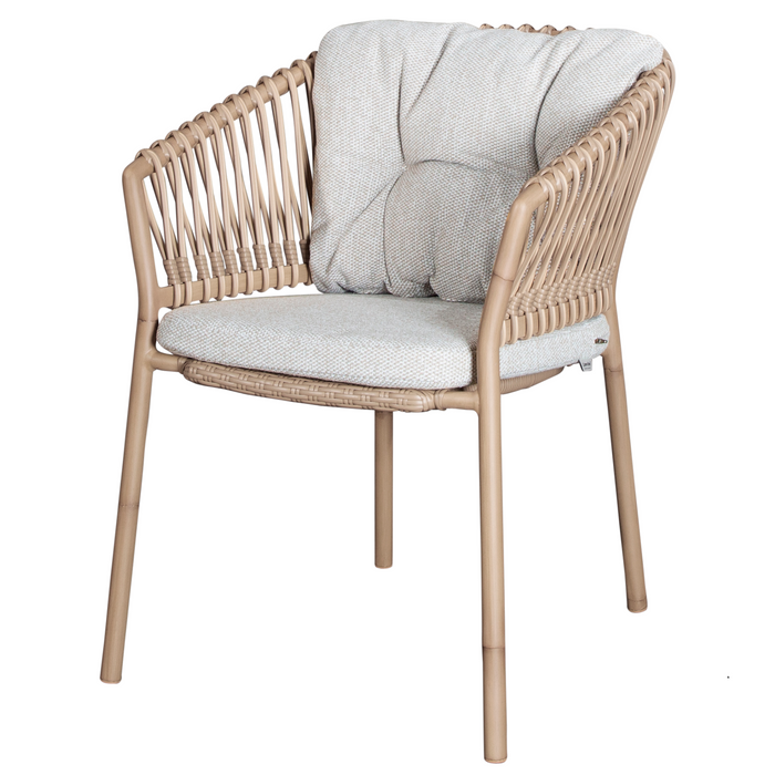 cane-line ocean chair Natural, Medium Round Tube Cane-line Weave chair with Light Brown, Cane-line Wove cushion