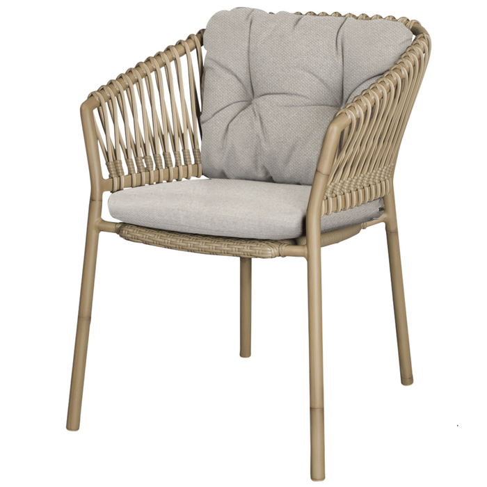 cane-line ocean chair Natural, Medium Round Tube Cane-line Weave chair with Light Brown, Cane-line Rise cushion