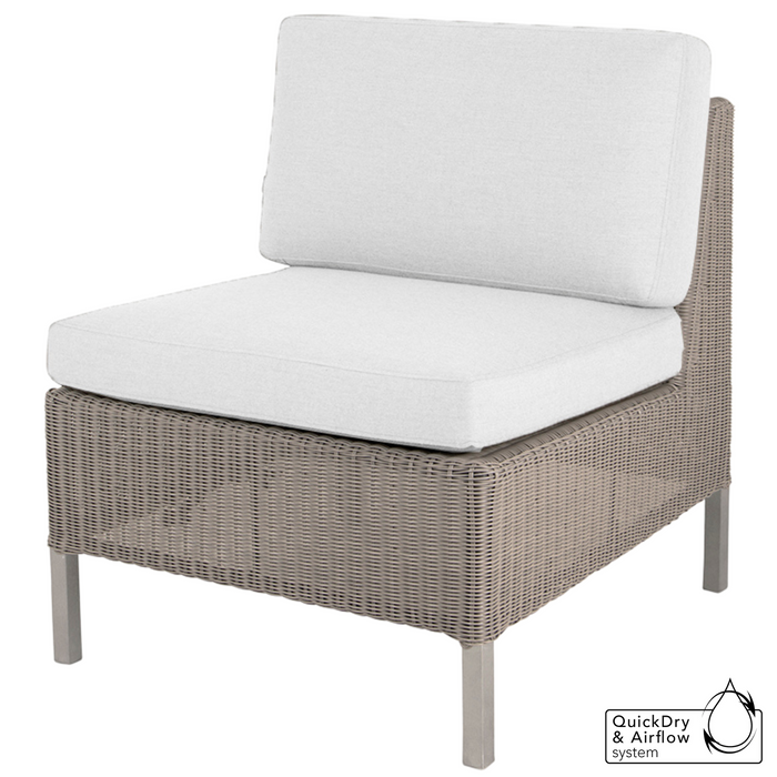 cane-line connect dining lounge single seater module Taupe, Large Round Cane-line Weave base with White, Cane-line Natté w/Seat & Back Cushion